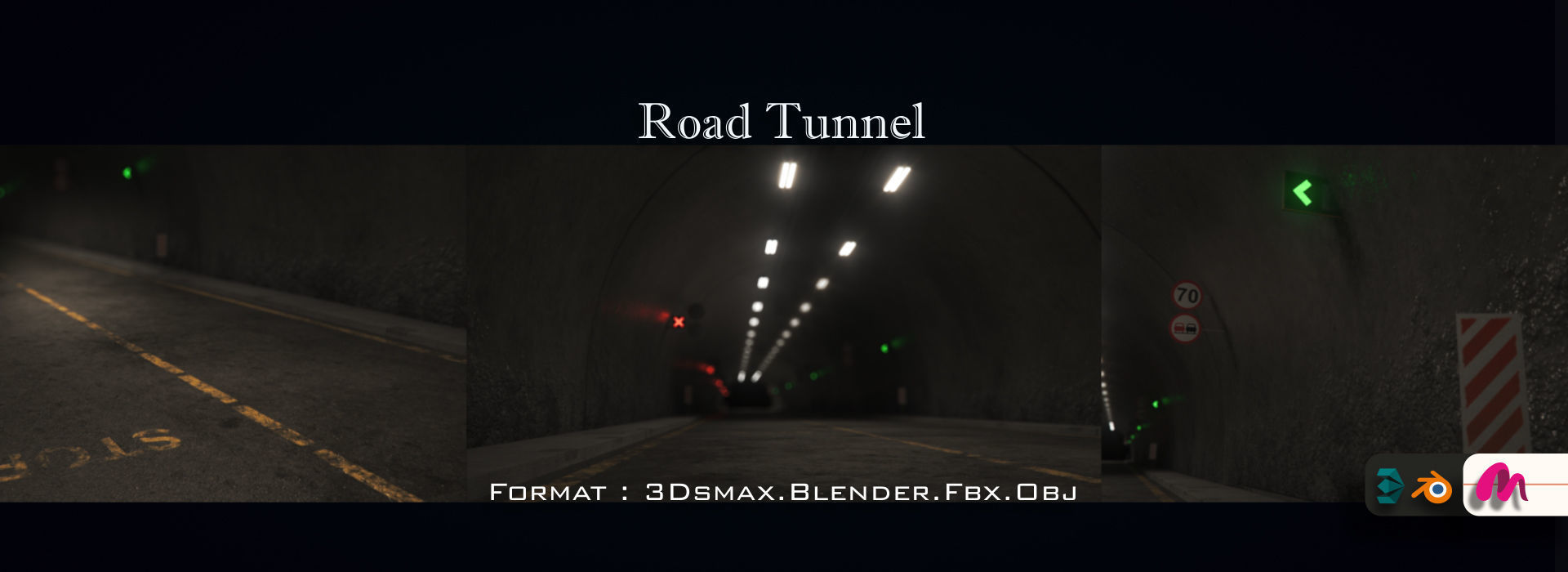 Impressive Highway Tunnel Low-poly 3D model_14