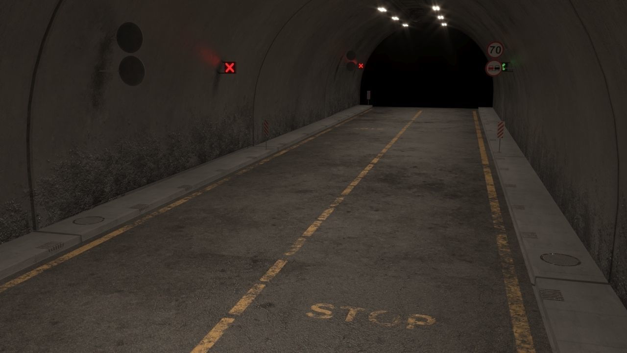 Impressive Highway Tunnel Low-poly 3D model_8