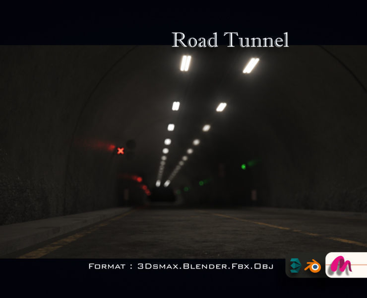 Impressive Highway Tunnel Low-poly 3D model_15