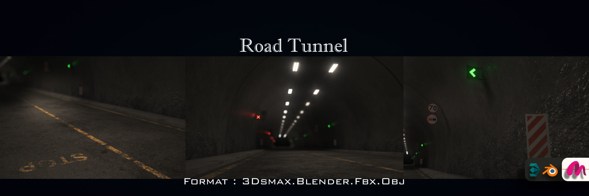 Impressive Highway Tunnel Low-poly 3D model_13