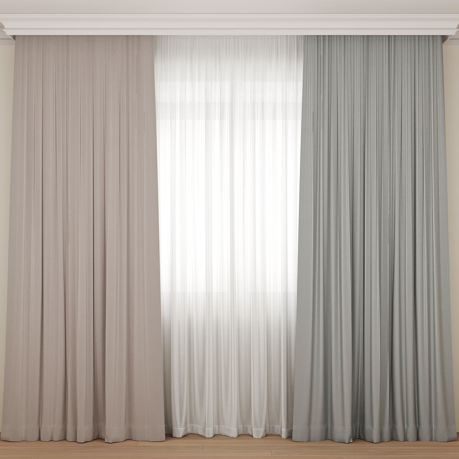 Curtain modern 01 3D model 3D model_2