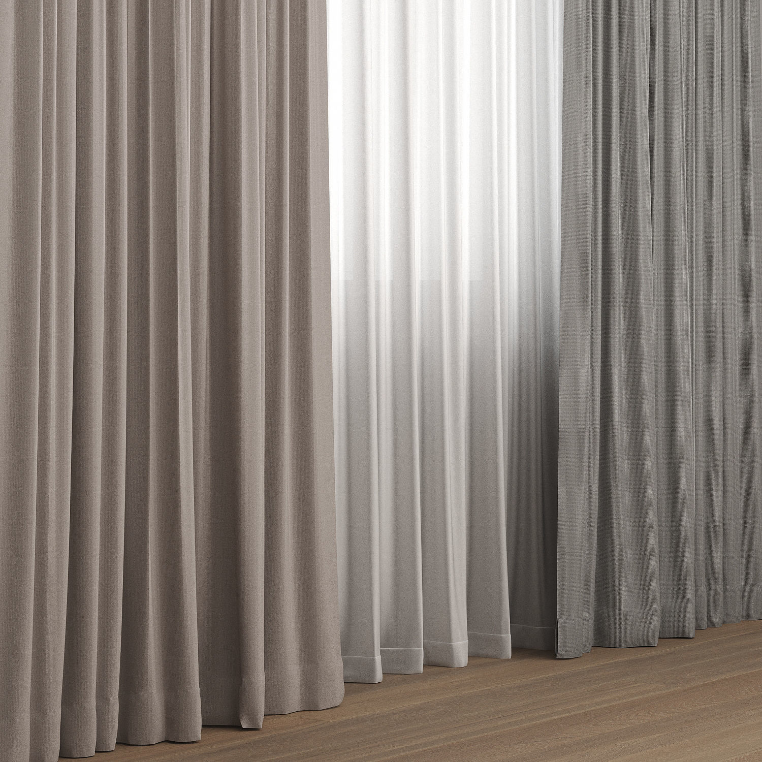 Curtain modern 01 3D model 3D model_1