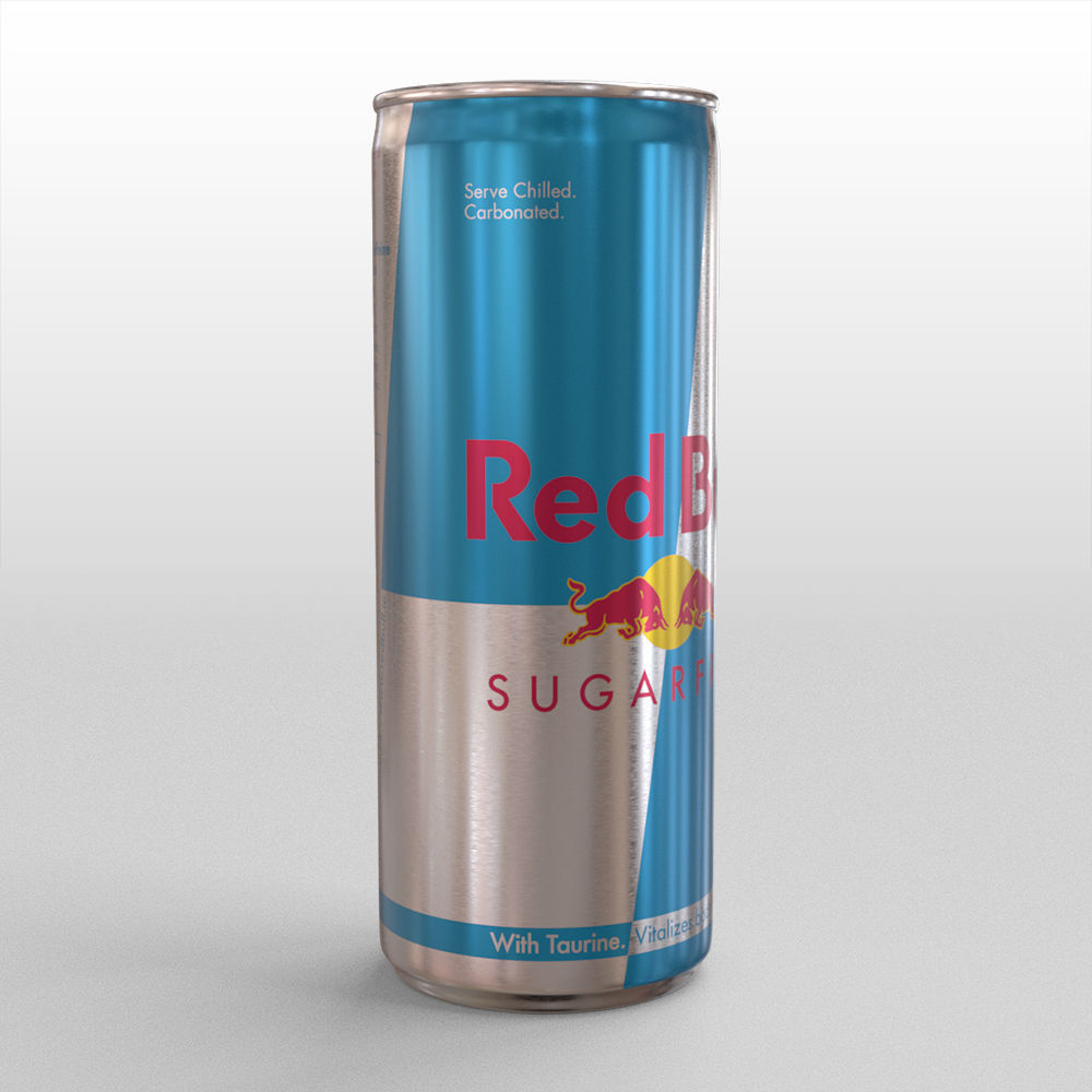 Red Bull Sugarfree Can 250ml with Spritz 3D model_2