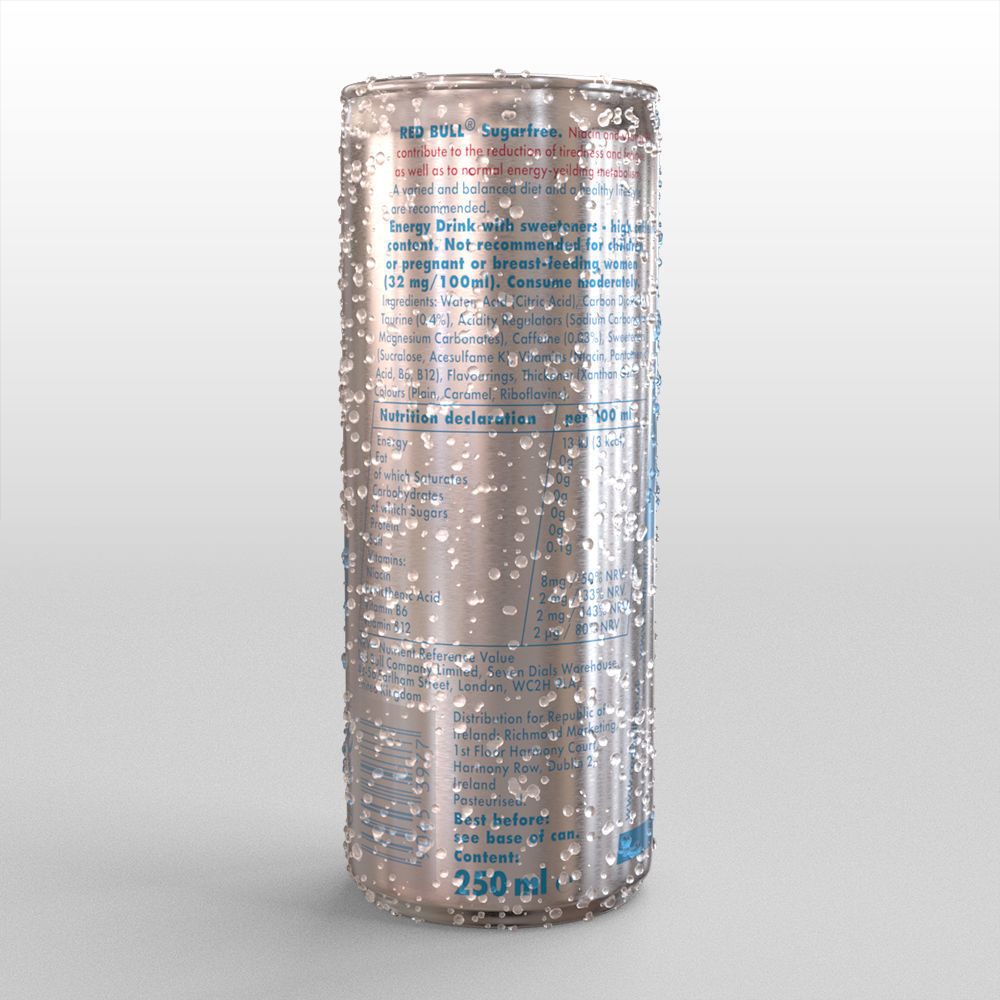 Red Bull Sugarfree Can 250ml with Spritz 3D model_13