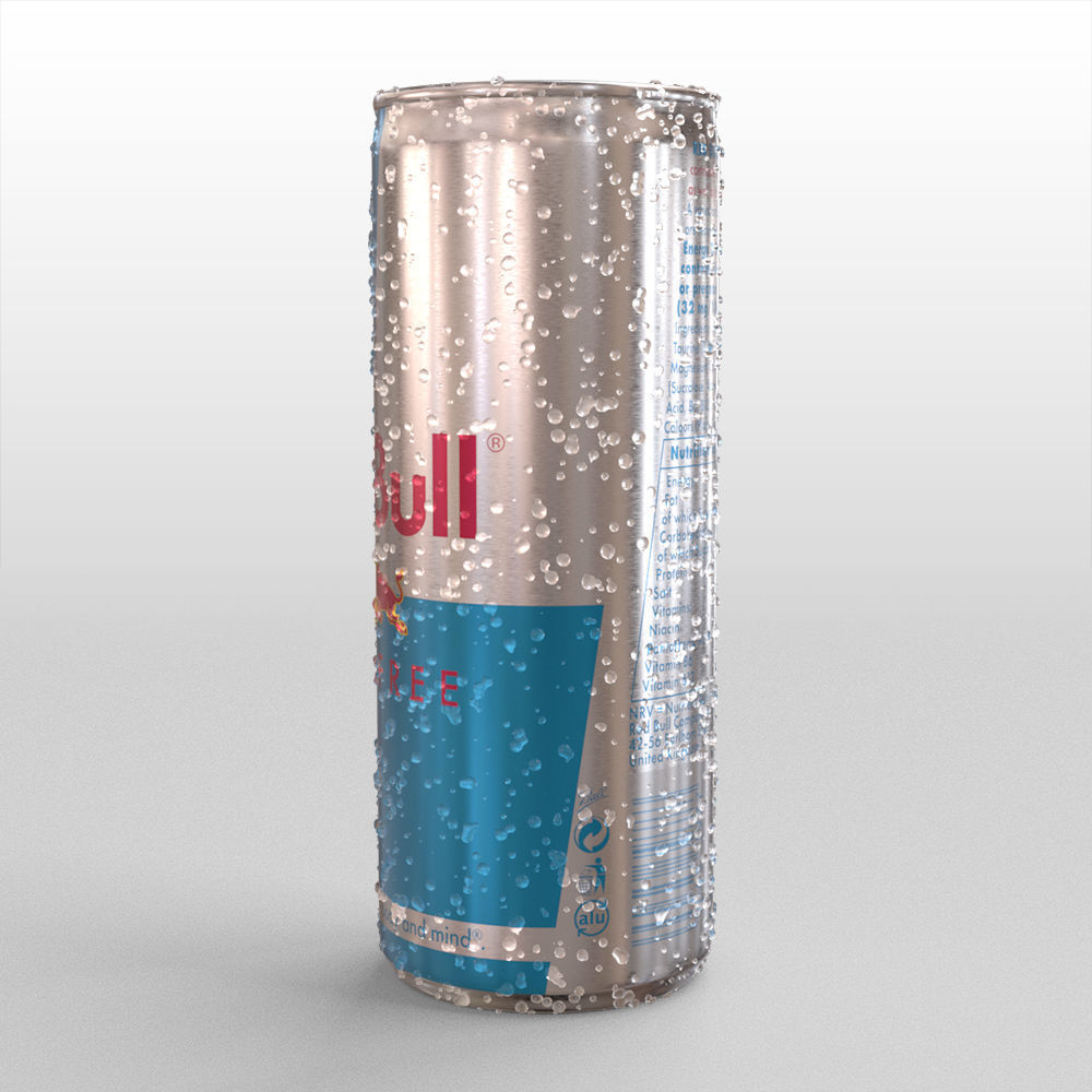 Red Bull Sugarfree Can 250ml with Spritz 3D model_15