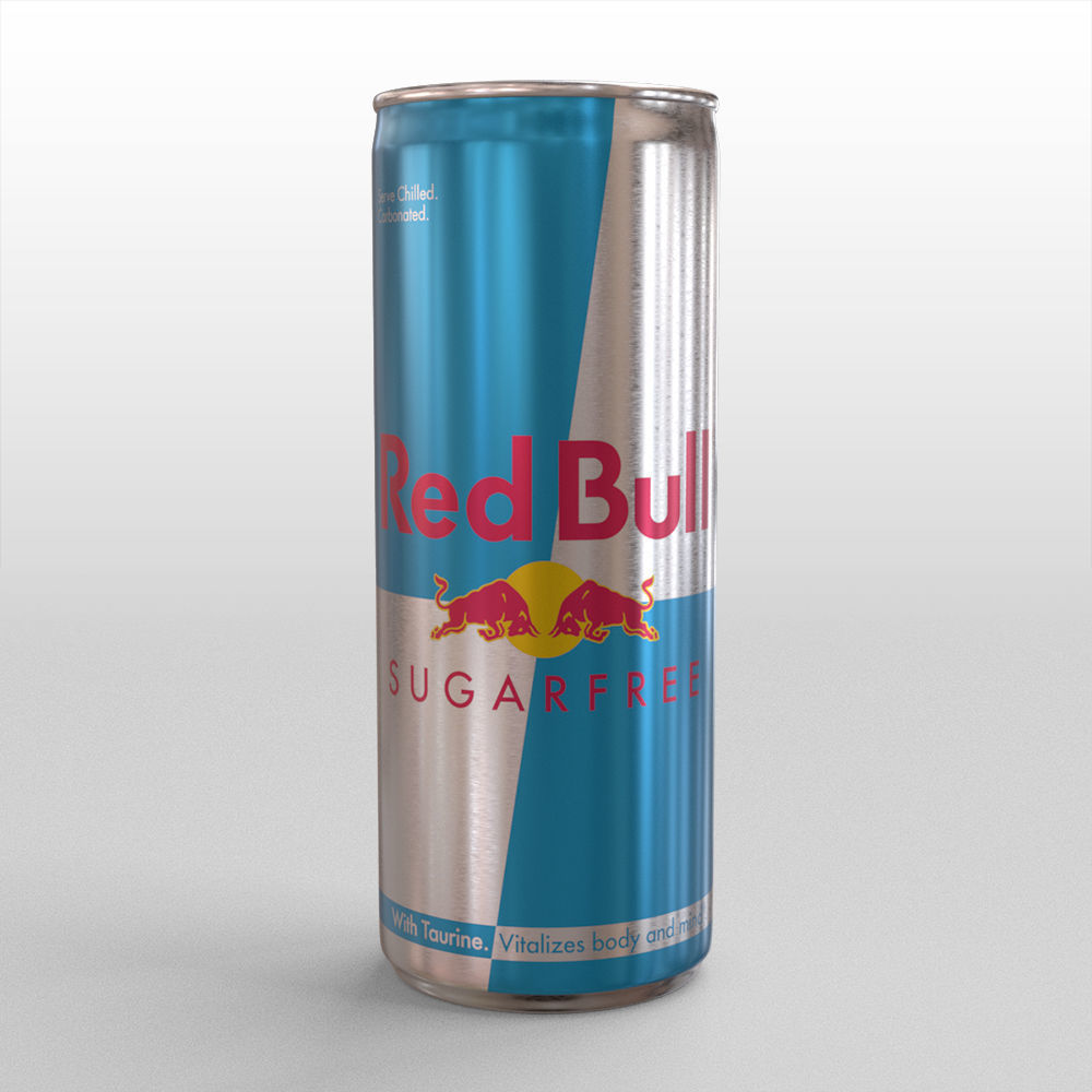 Red Bull Sugarfree Can 250ml with Spritz 3D model_1