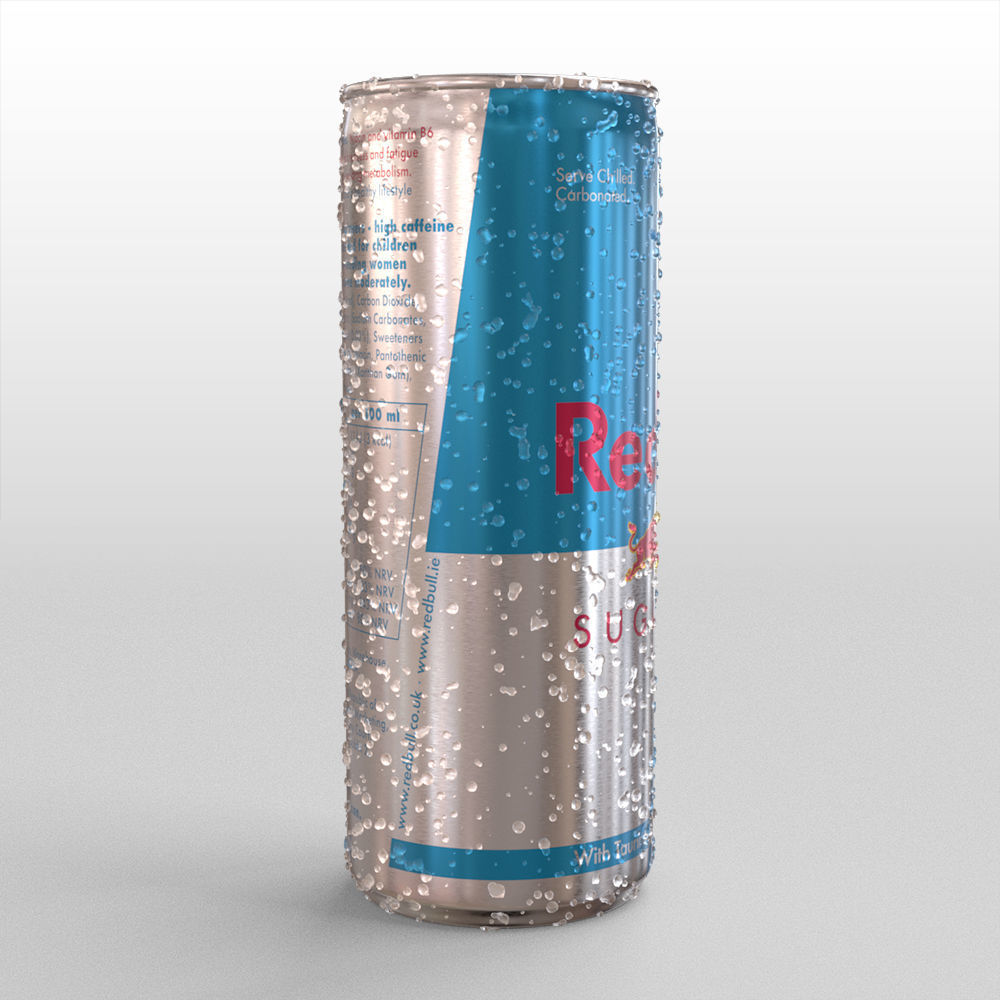 Red Bull Sugarfree Can 250ml with Spritz 3D model_11