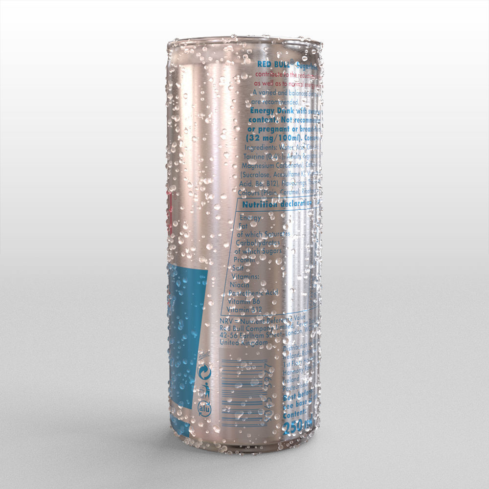Red Bull Sugarfree Can 250ml with Spritz 3D model_14