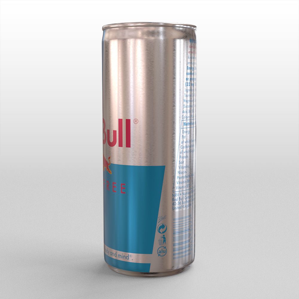 Red Bull Sugarfree Can 250ml with Spritz 3D model_7