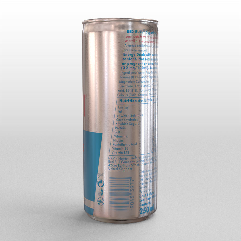 Red Bull Sugarfree Can 250ml with Spritz 3D model_6