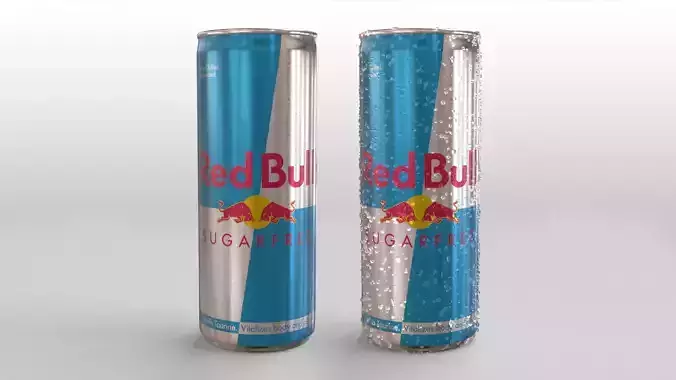 Red Bull Sugarfree Can 250ml with Spritz 3D model