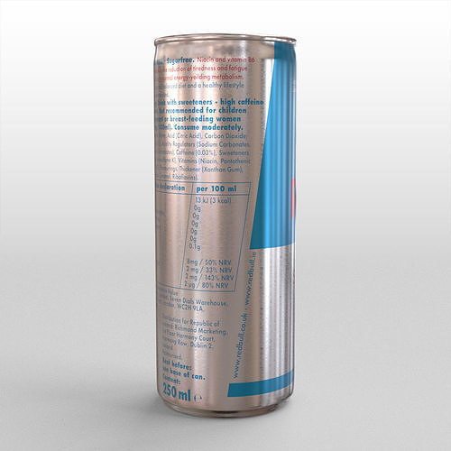 Red Bull Sugarfree Can 250ml with Spritz 3D model 5