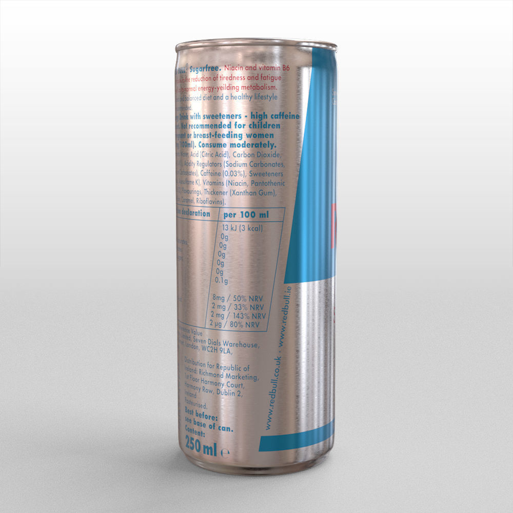 Red Bull Sugarfree Can 250ml with Spritz 3D model_4