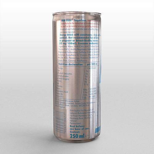 Red Bull Sugarfree Can 250ml with Spritz 3D model 6