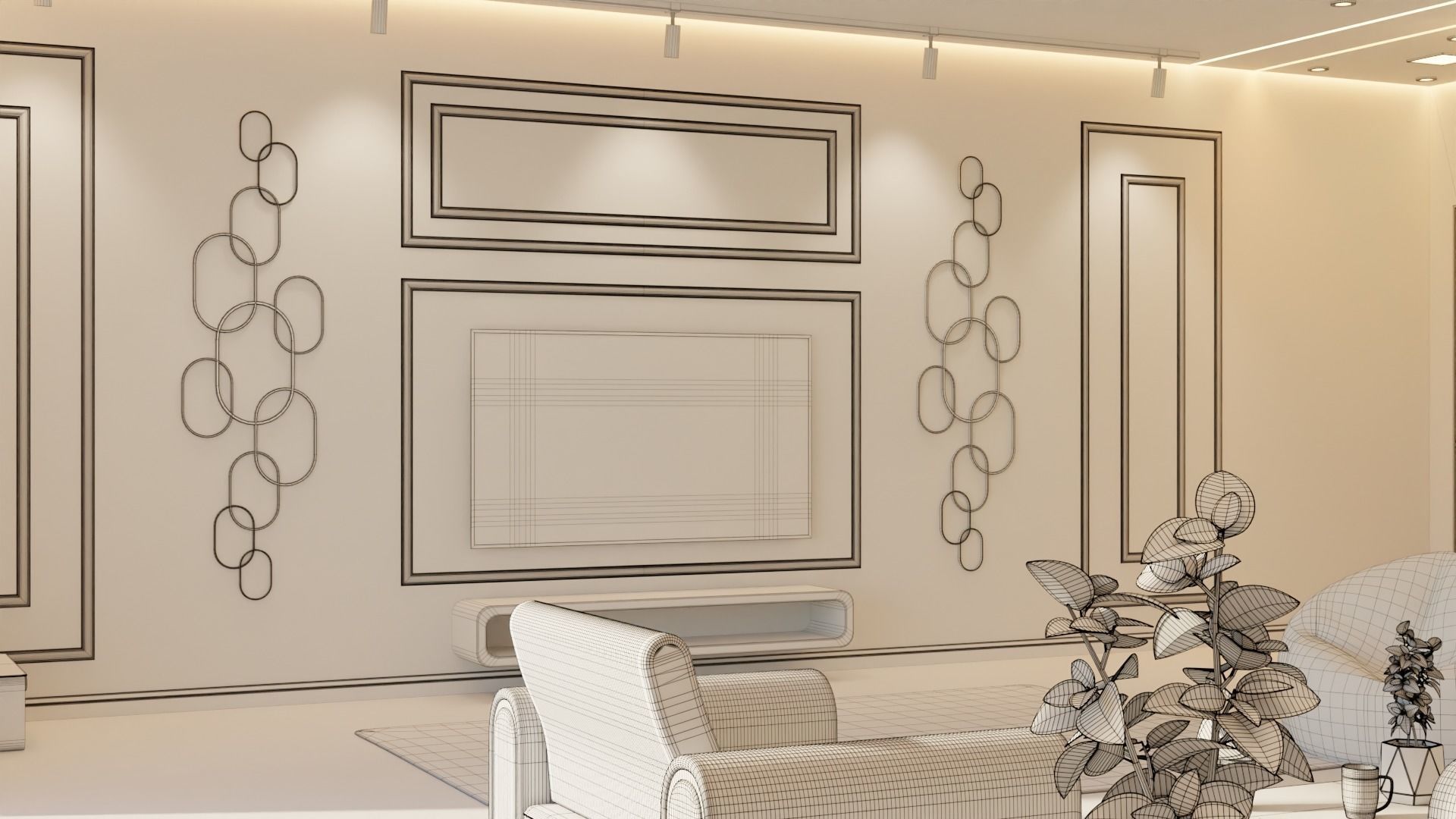 Living Room - 04 Low-poly 3D model_35