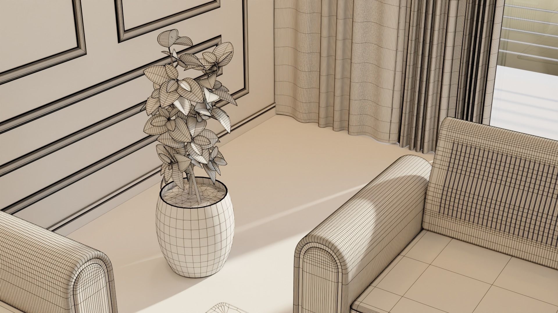 Living Room - 04 Low-poly 3D model_5