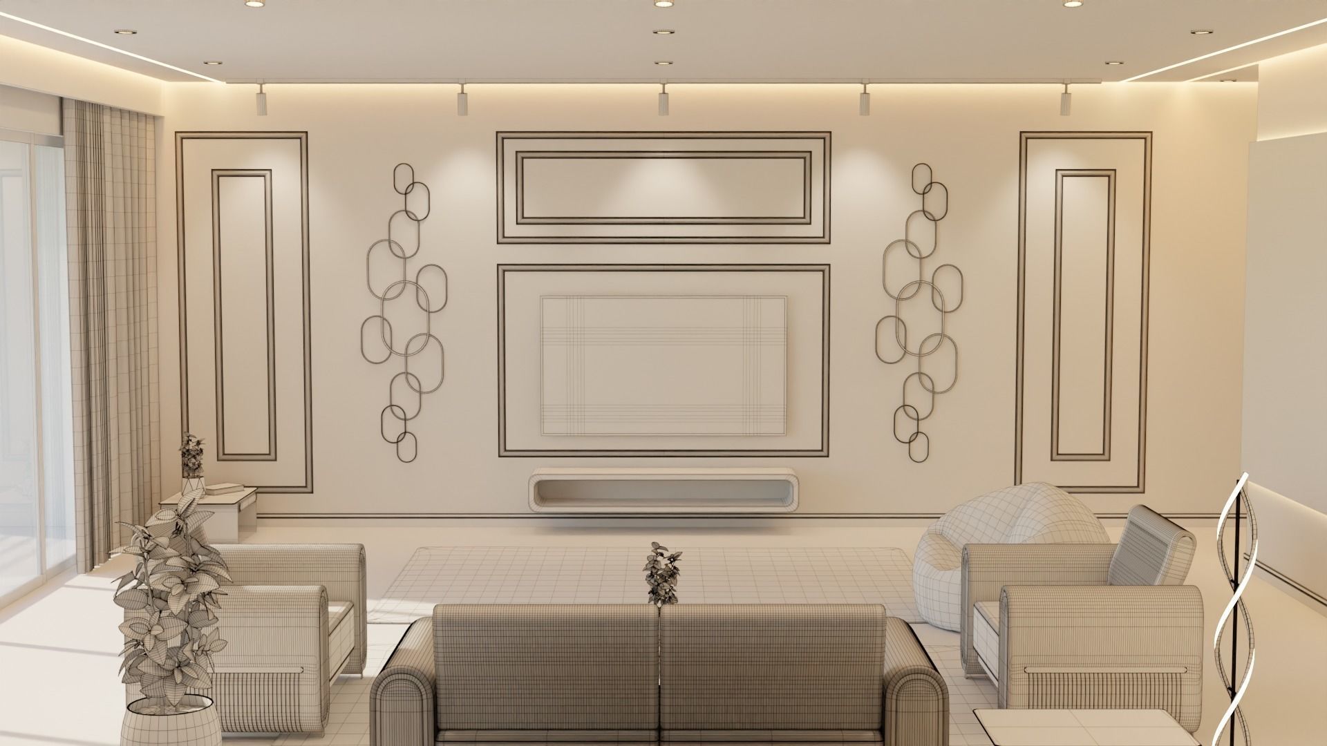 Living Room - 04 Low-poly 3D model_33