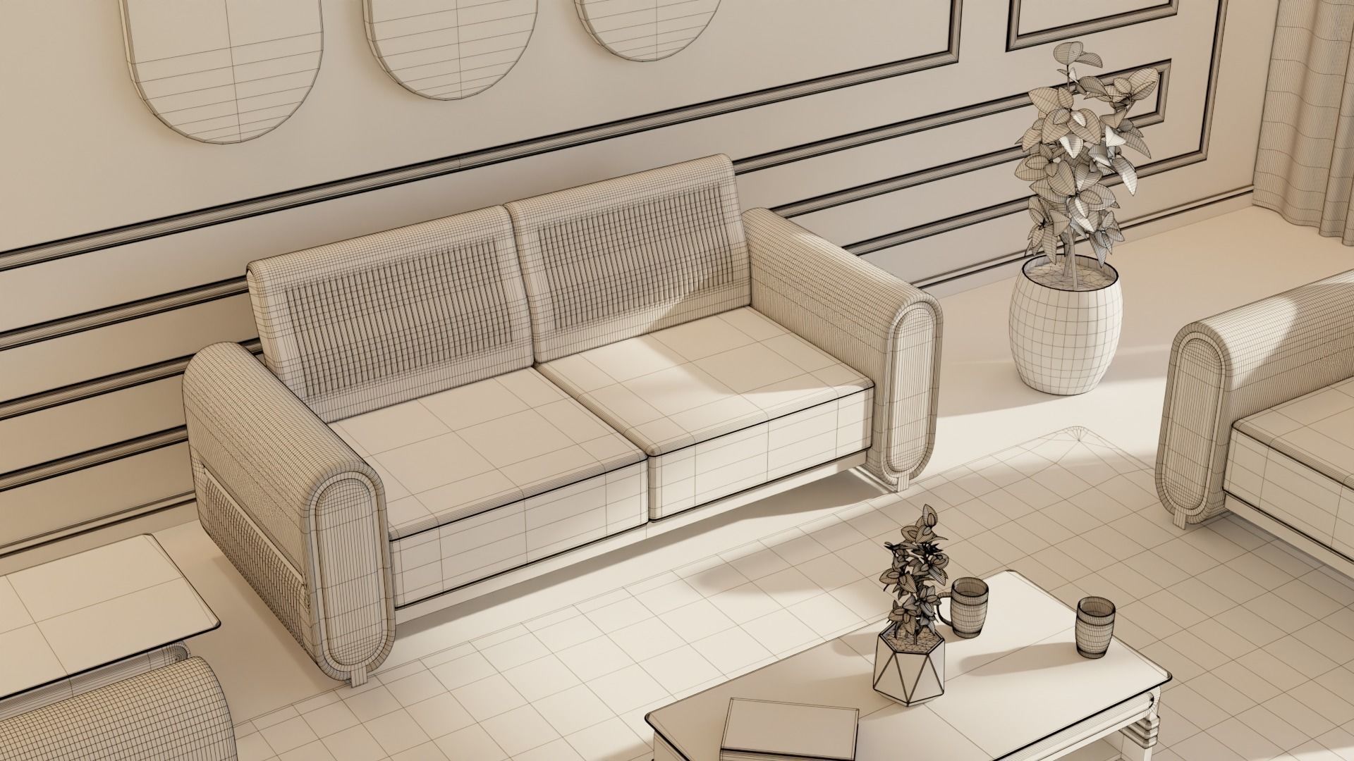 Living Room - 04 Low-poly 3D model_7