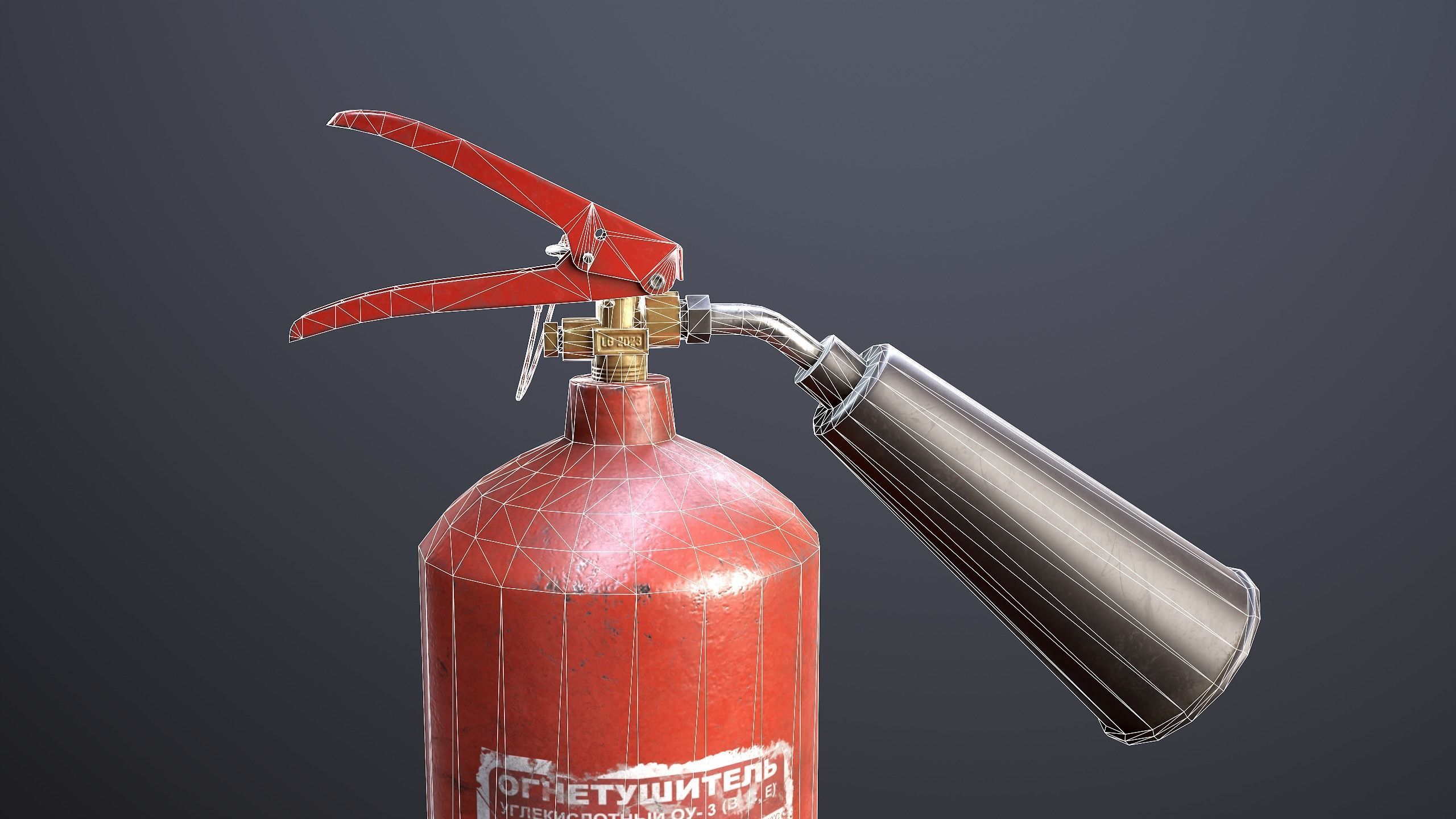 Carbon Dioxide CO2 Fire Extinguisher Low-poly 3D model_4