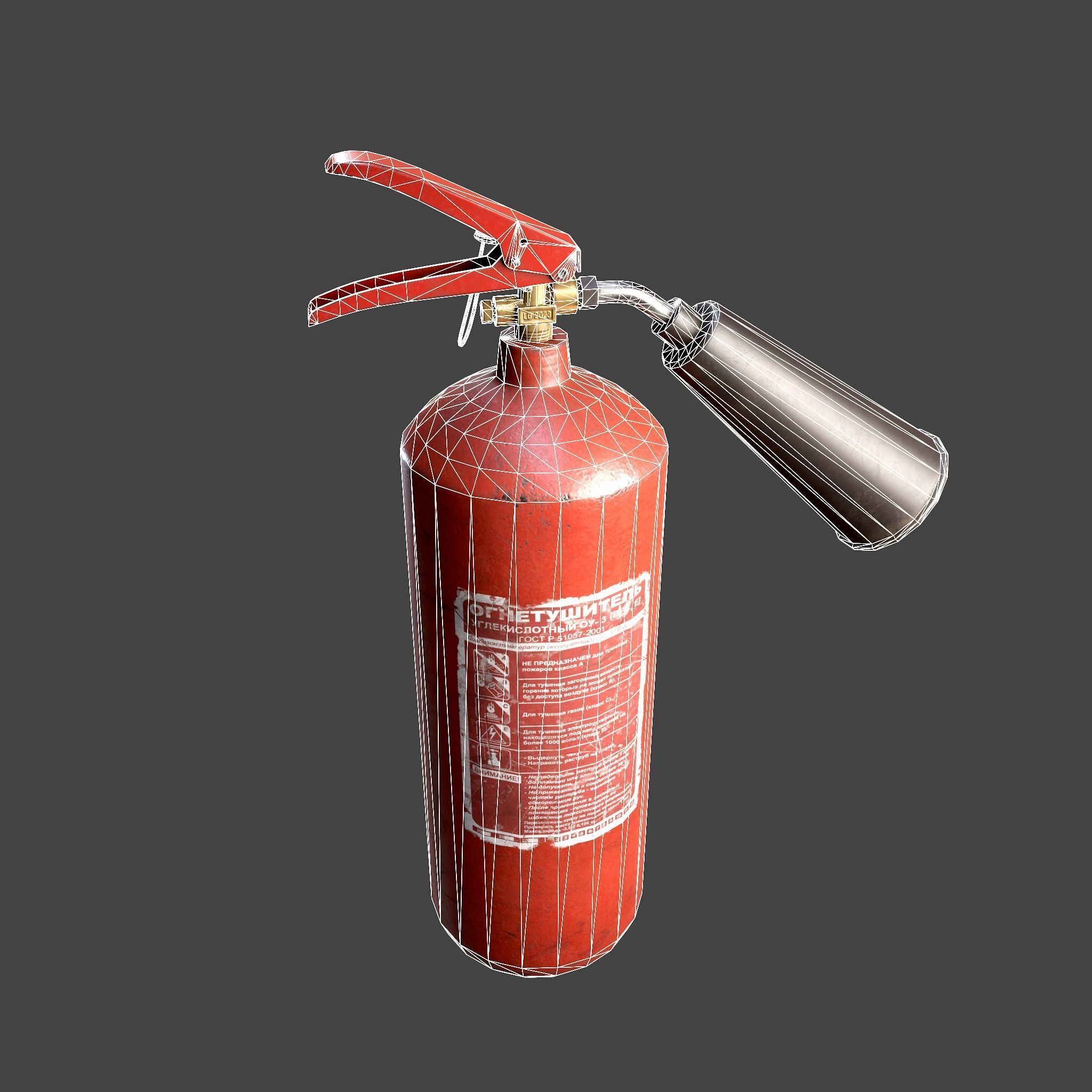 Carbon Dioxide CO2 Fire Extinguisher Low-poly 3D model_3