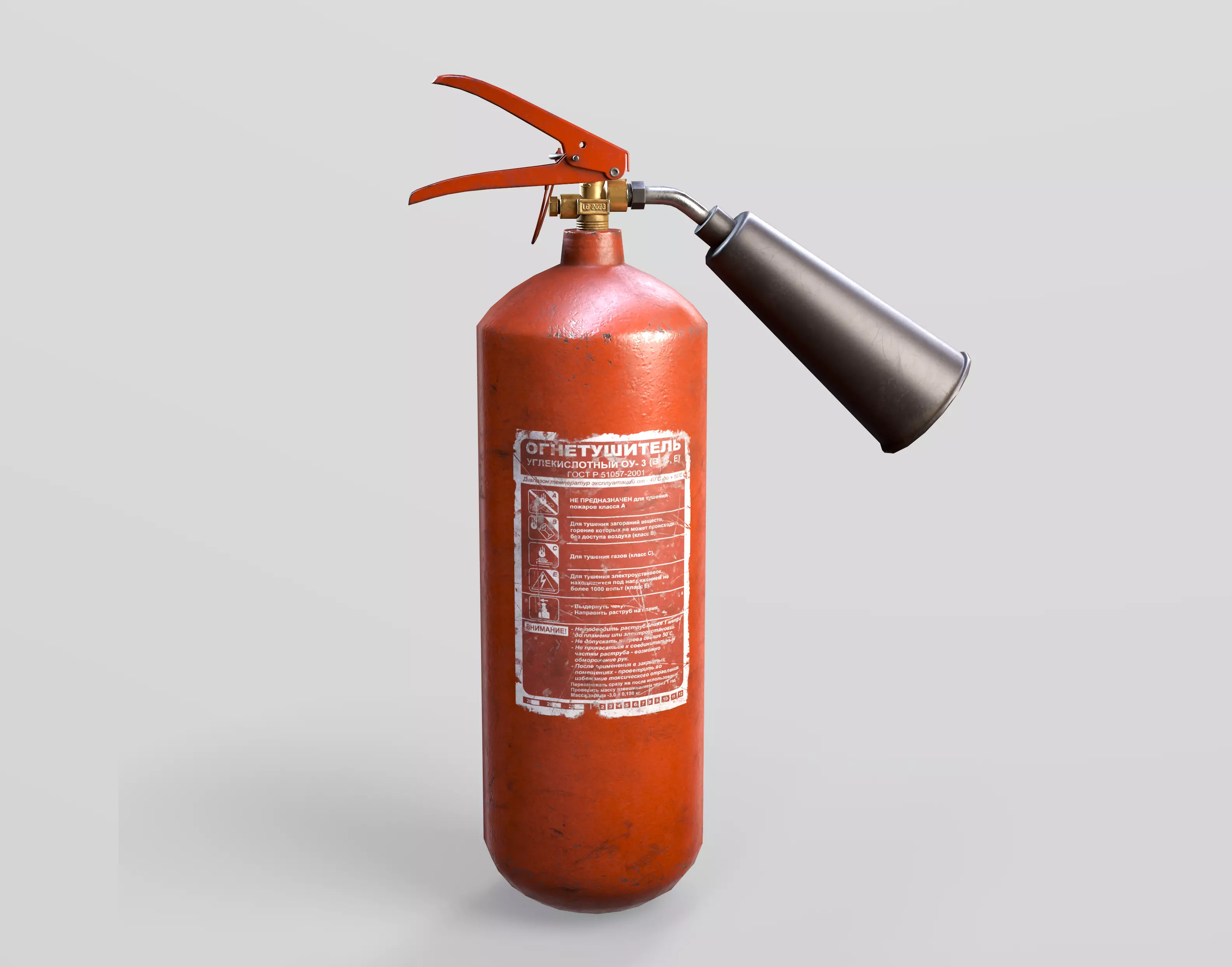 Carbon Dioxide CO2 Fire Extinguisher Low-poly 3D model_0