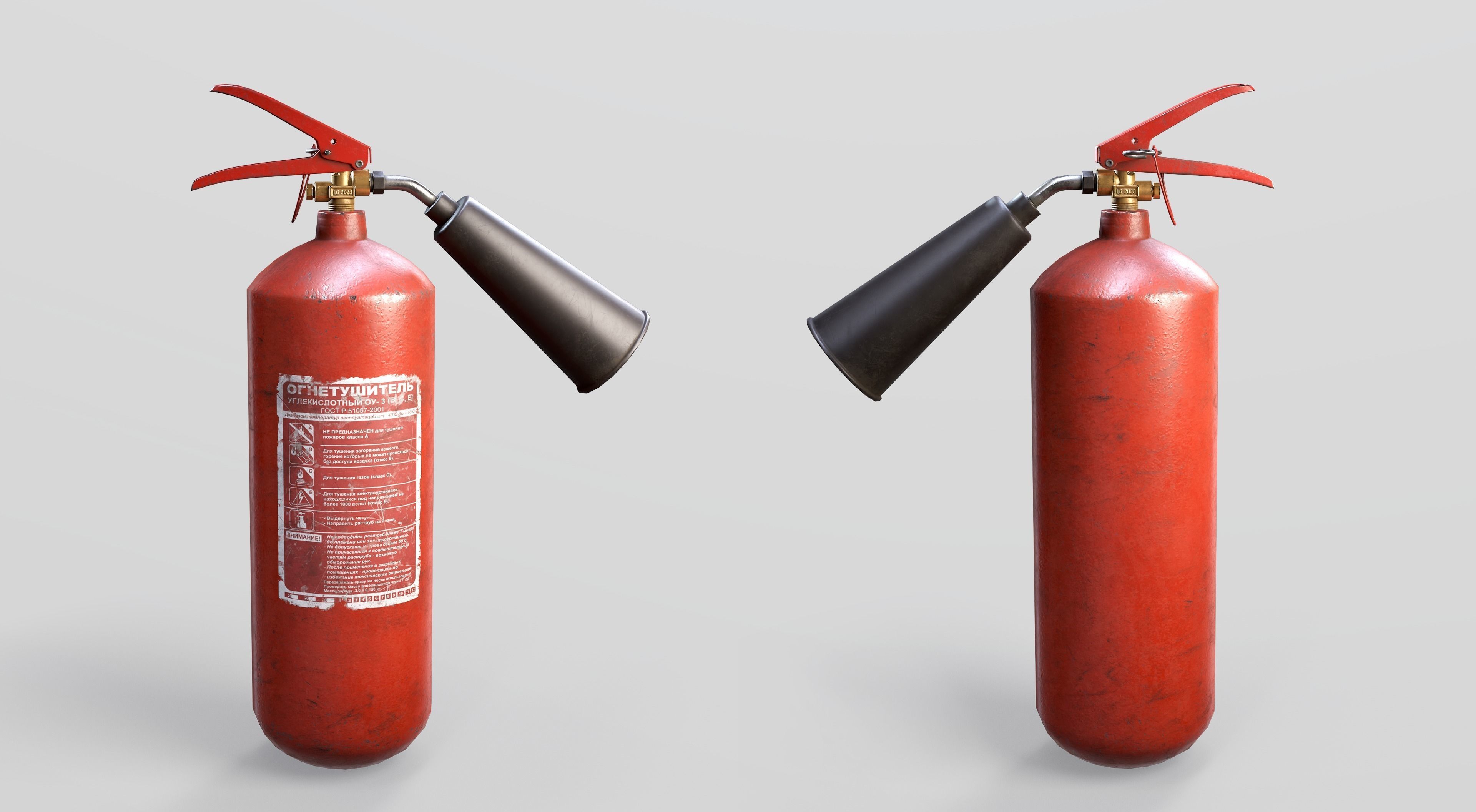Carbon Dioxide CO2 Fire Extinguisher Low-poly 3D model_1