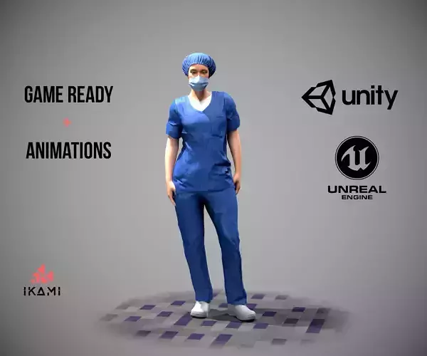 Nurse - Female Game Ready Low-poly 3D model