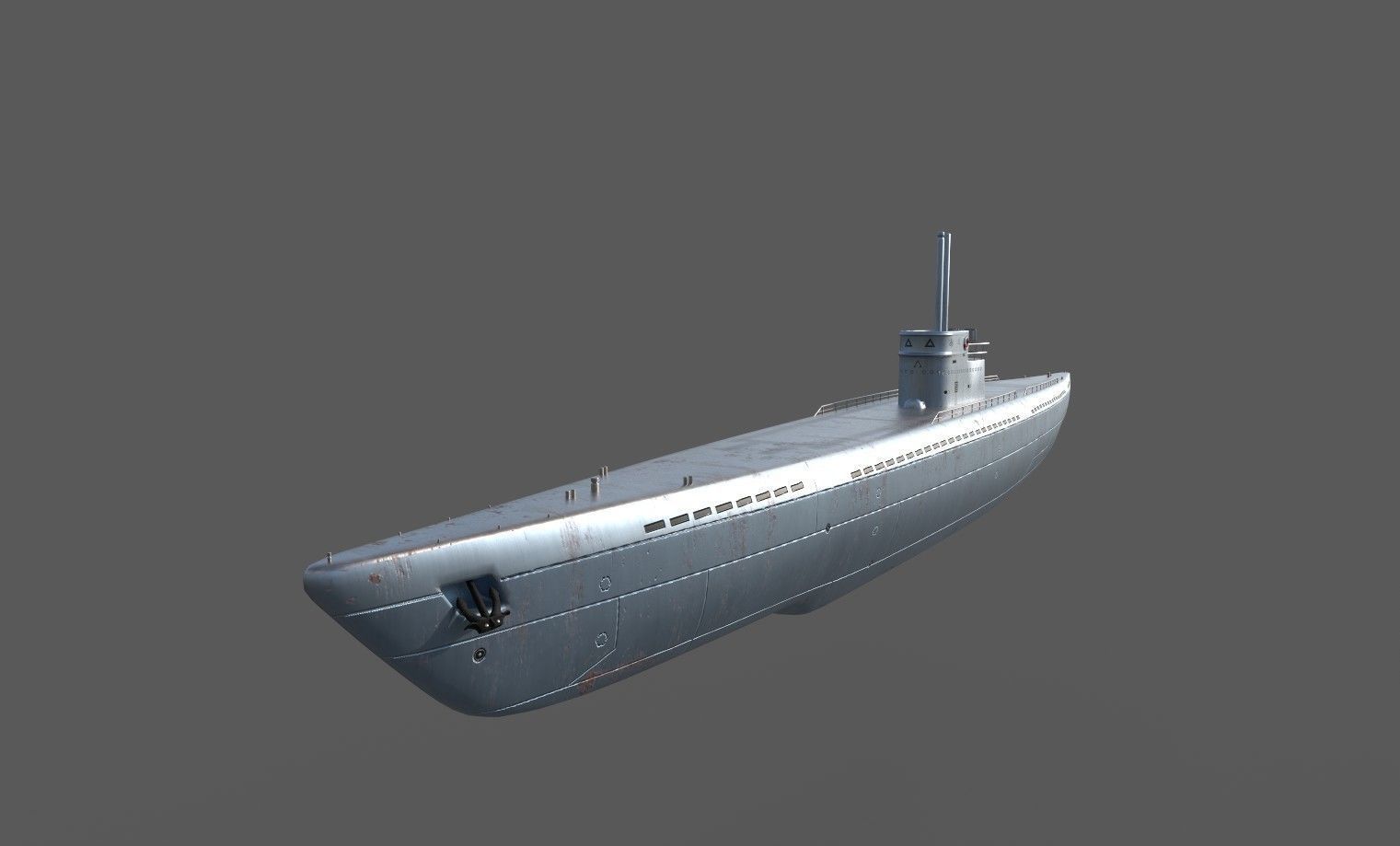 German U Boat Low-poly 3D model_1