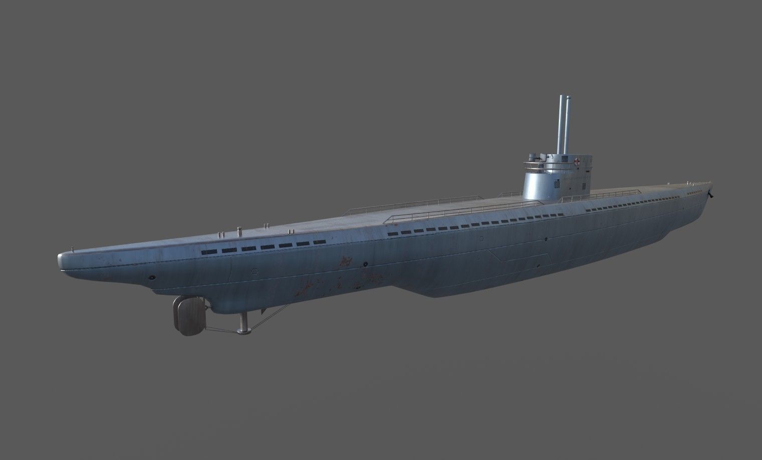 German U Boat Low-poly 3D model_4