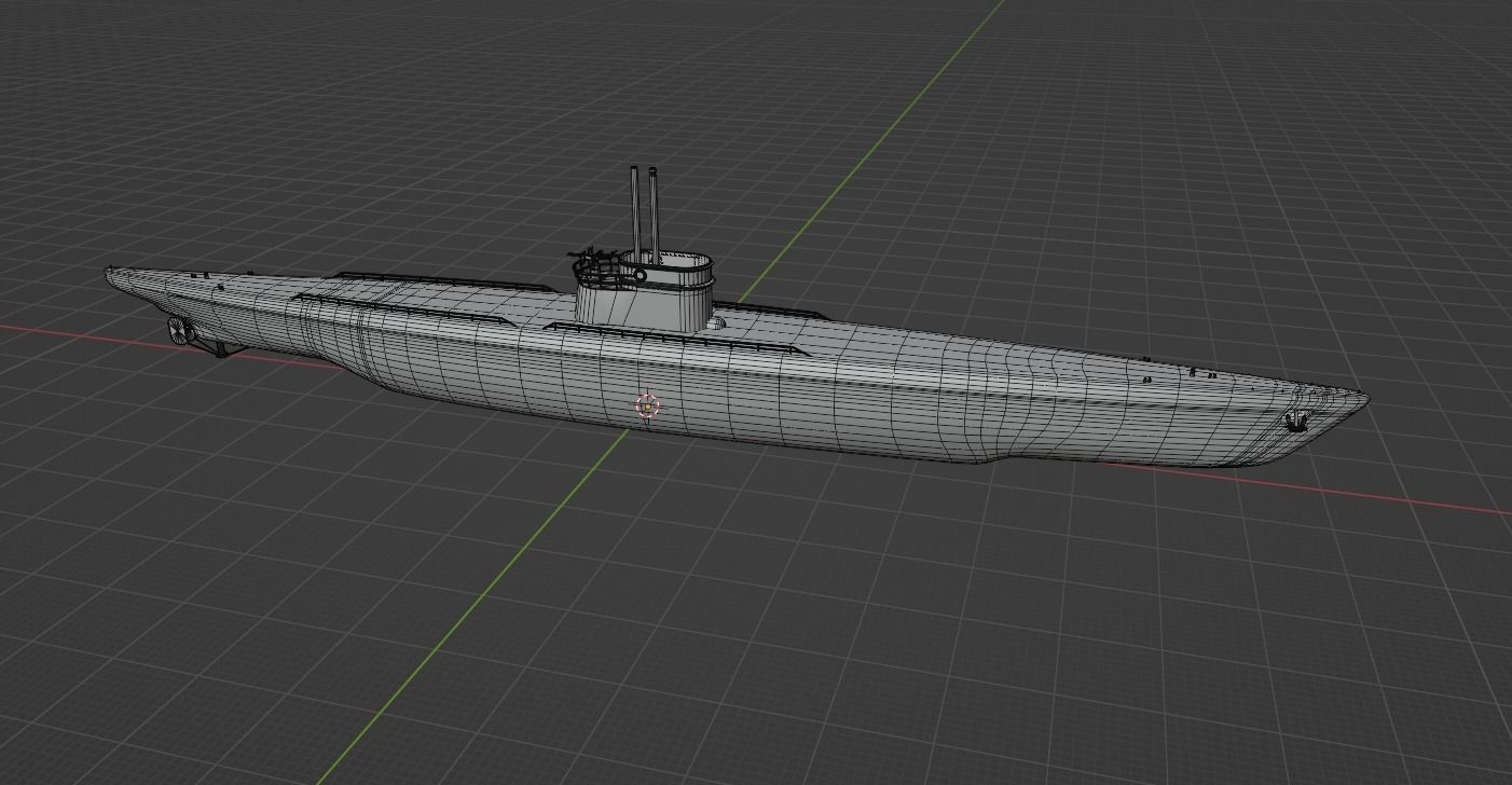 German U Boat Low-poly 3D model_6