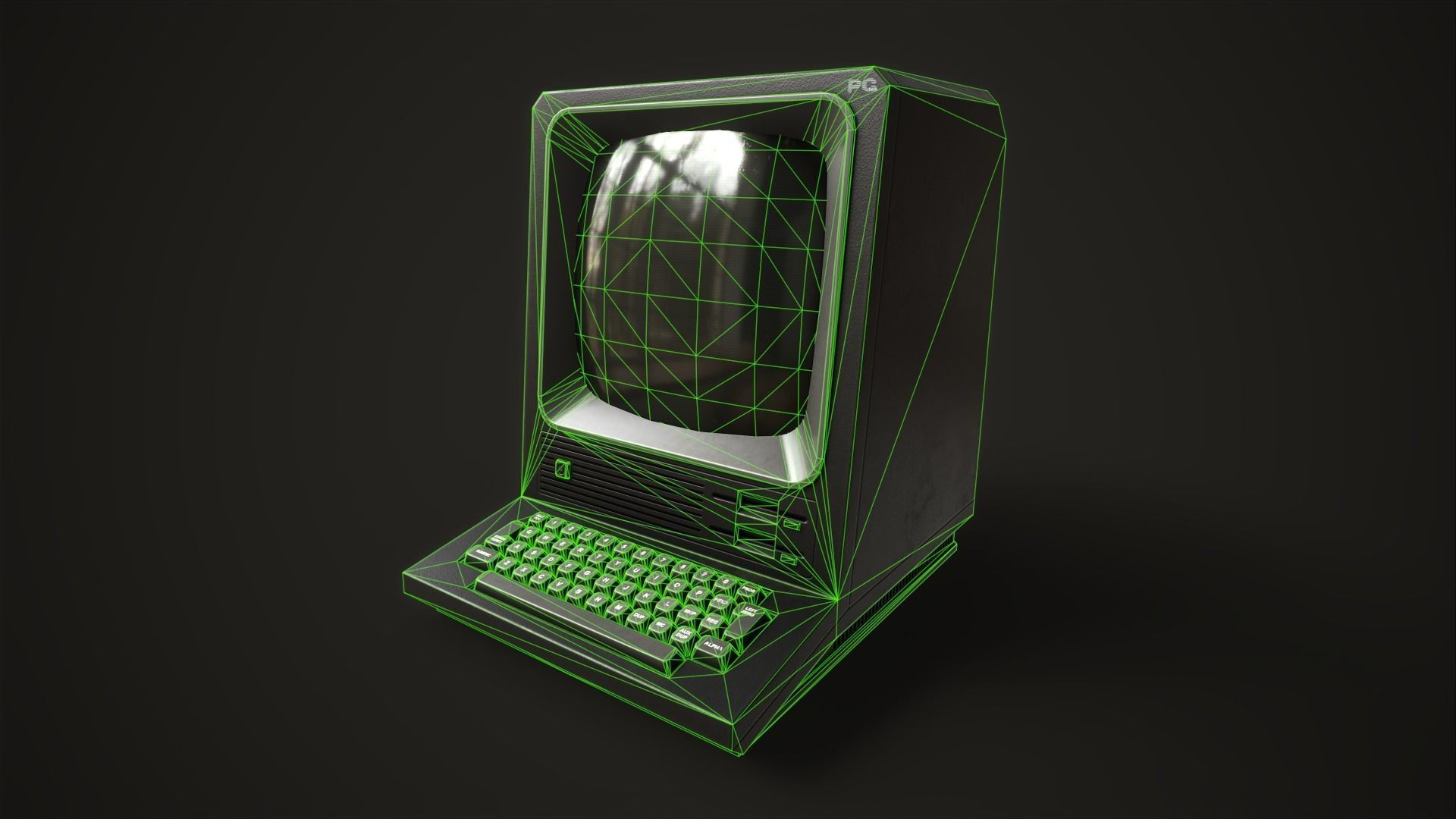 Retro Terminal Low-poly 3D model_22