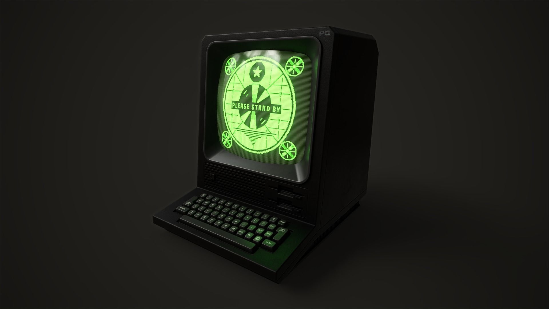 Retro Terminal Low-poly 3D model_18