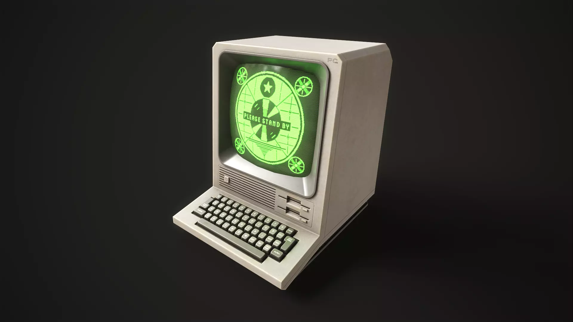Retro Terminal Low-poly 3D model_0