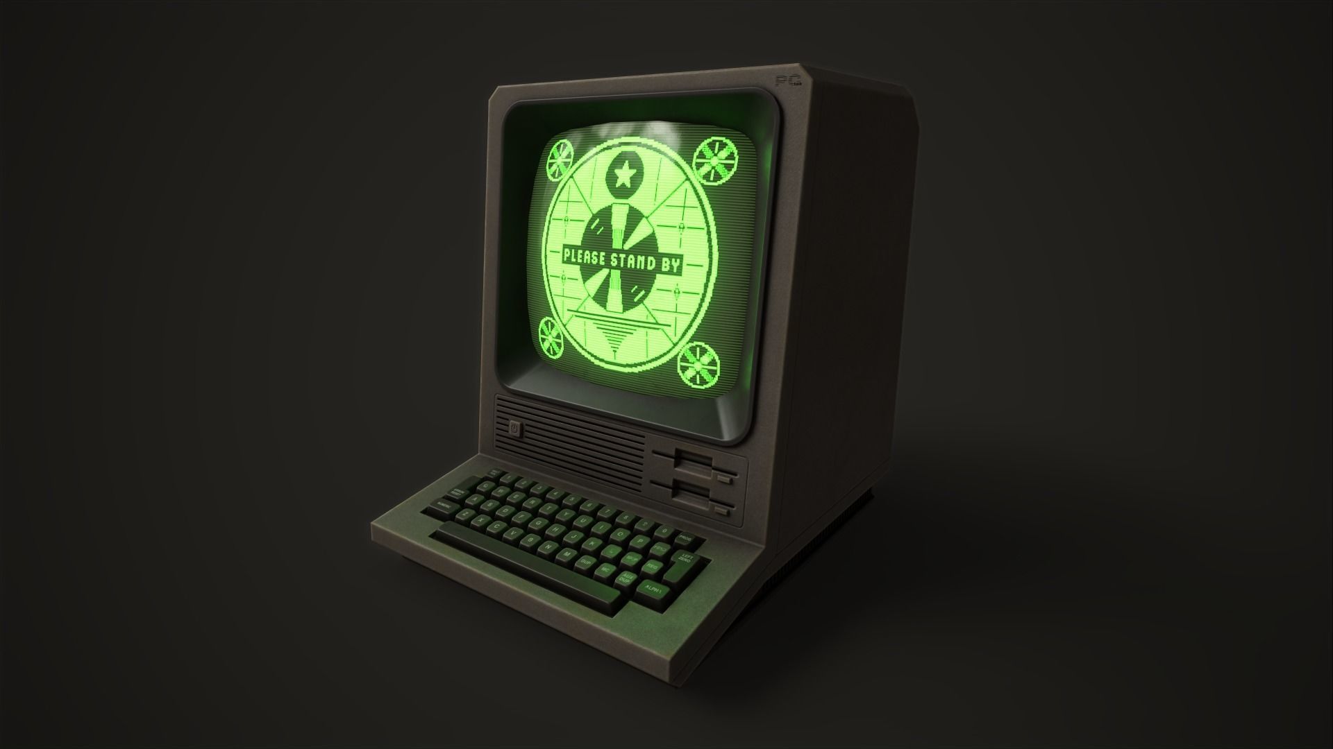 Retro Terminal Low-poly 3D model_15