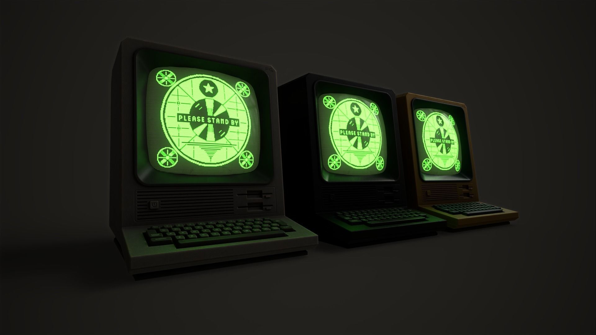 Retro Terminal Low-poly 3D model_13