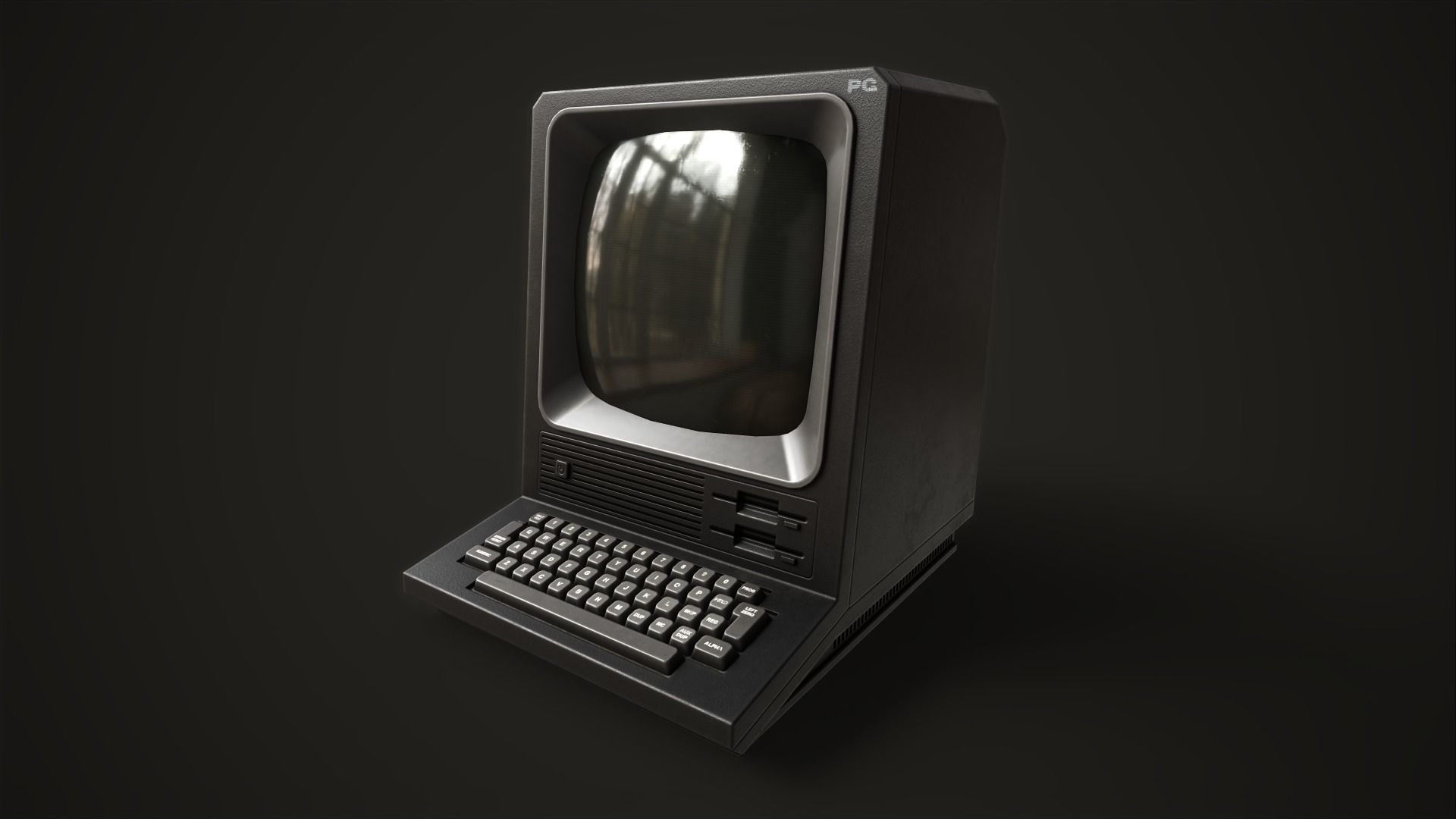 Retro Terminal Low-poly 3D model_4