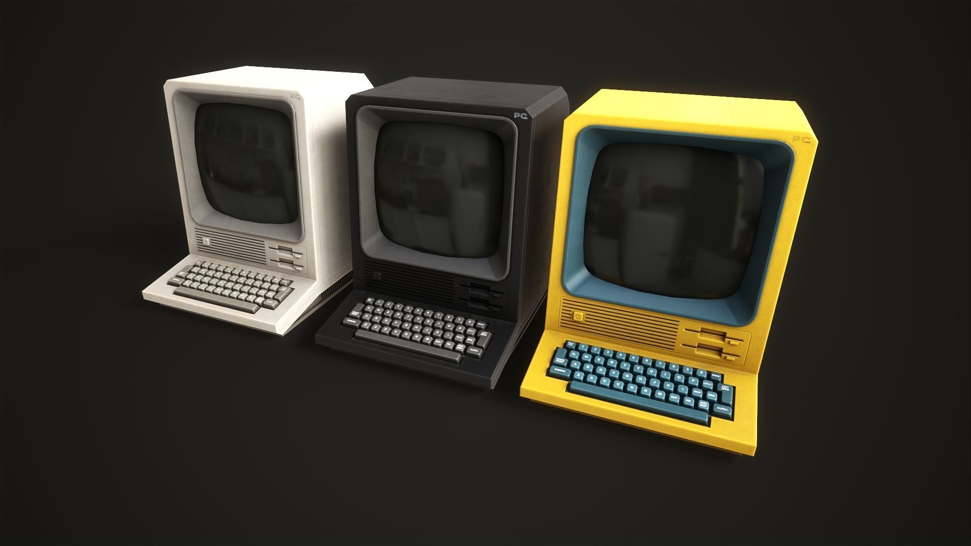 Retro Terminal Low-poly 3D model_1