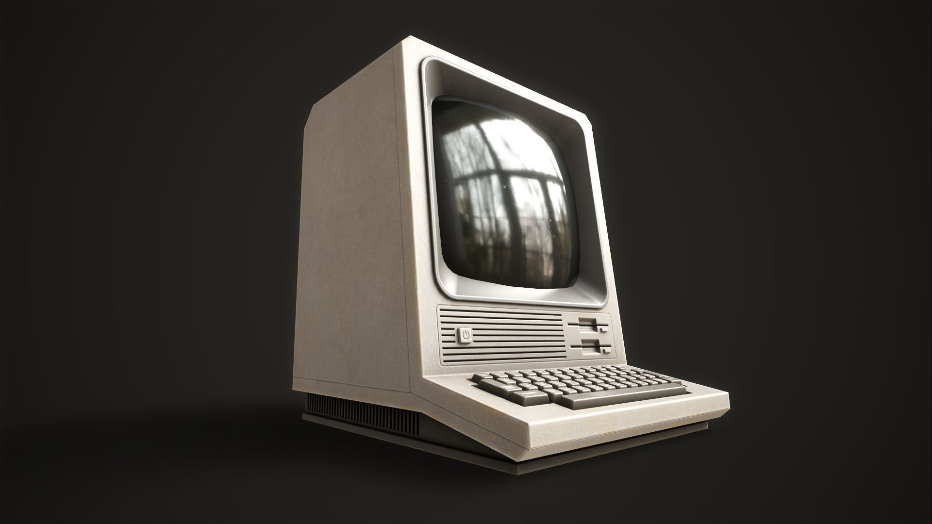 Retro Terminal Low-poly 3D model_9