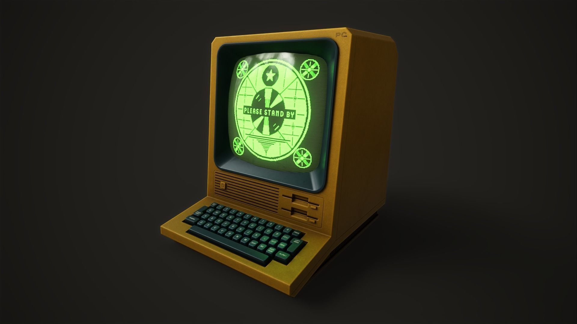 Retro Terminal Low-poly 3D model_19