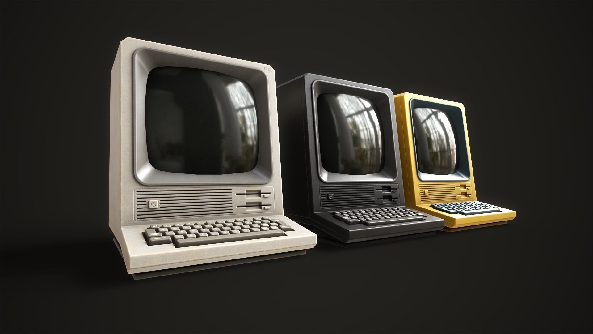 Retro Terminal Low-poly 3D model_12