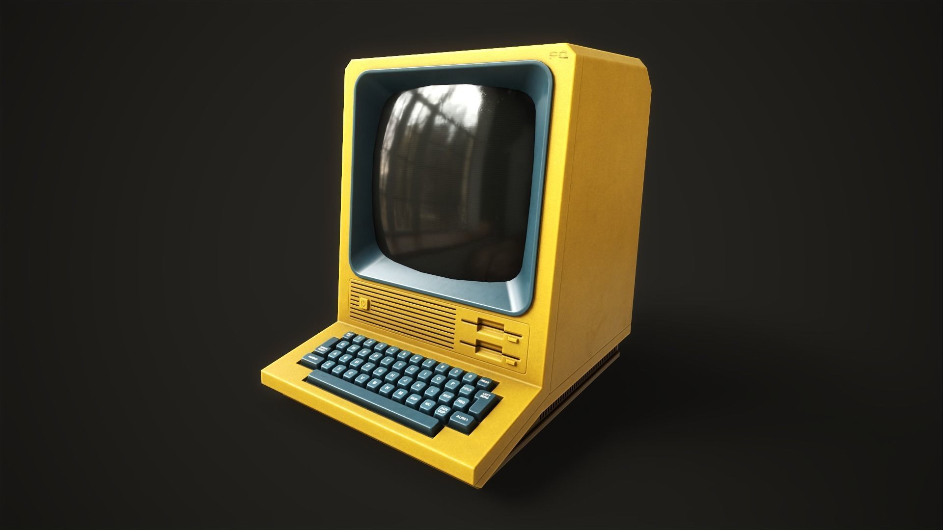 Retro Terminal Low-poly 3D model_3