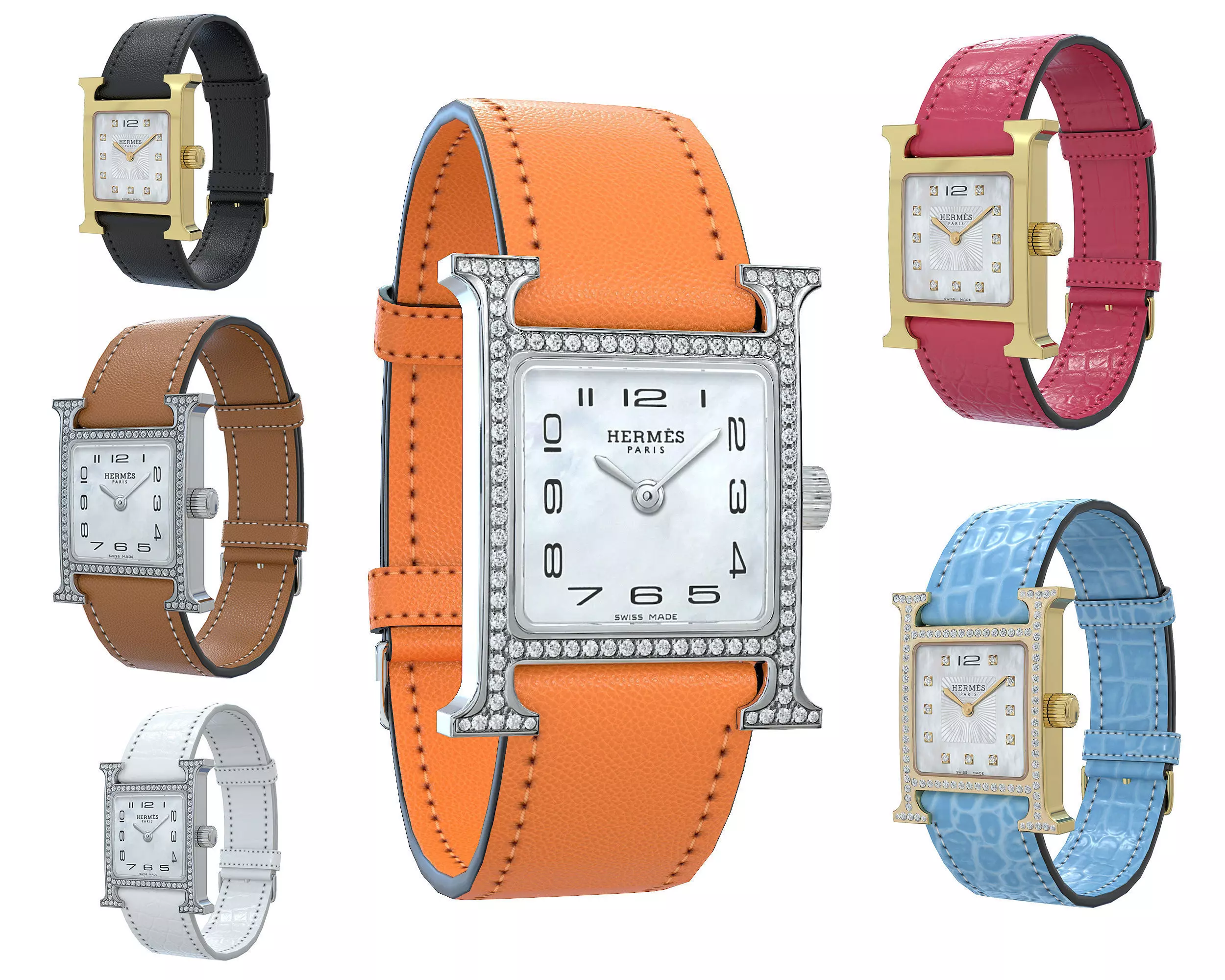Hermes Womens Heure H Watch Low-poly 3D model