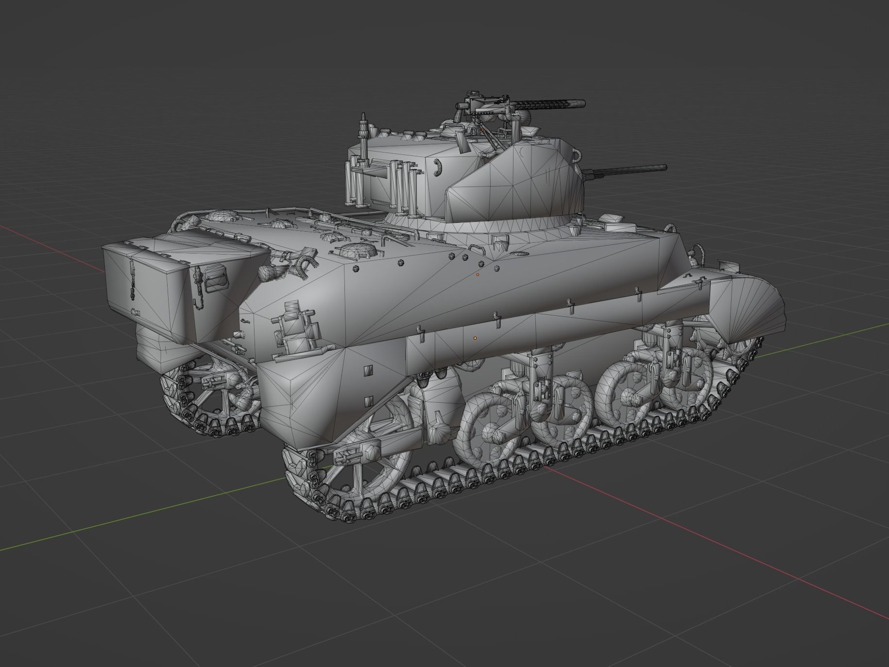 M5A1 Stuart Low-poly 3D model_4
