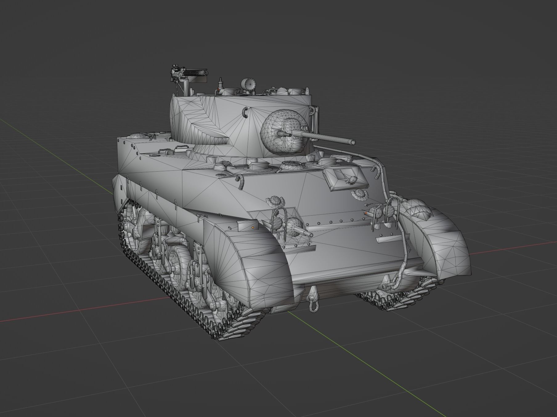 M5A1 Stuart Low-poly 3D model_6