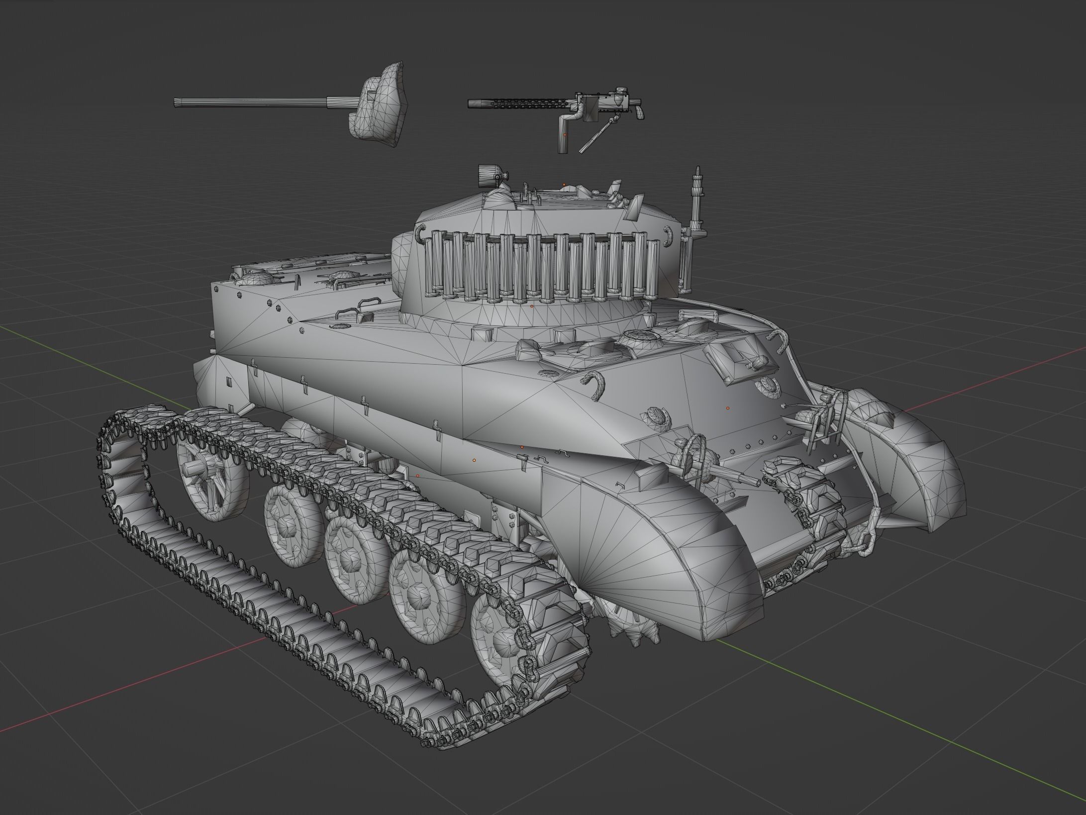 M5A1 Stuart Low-poly 3D model_12