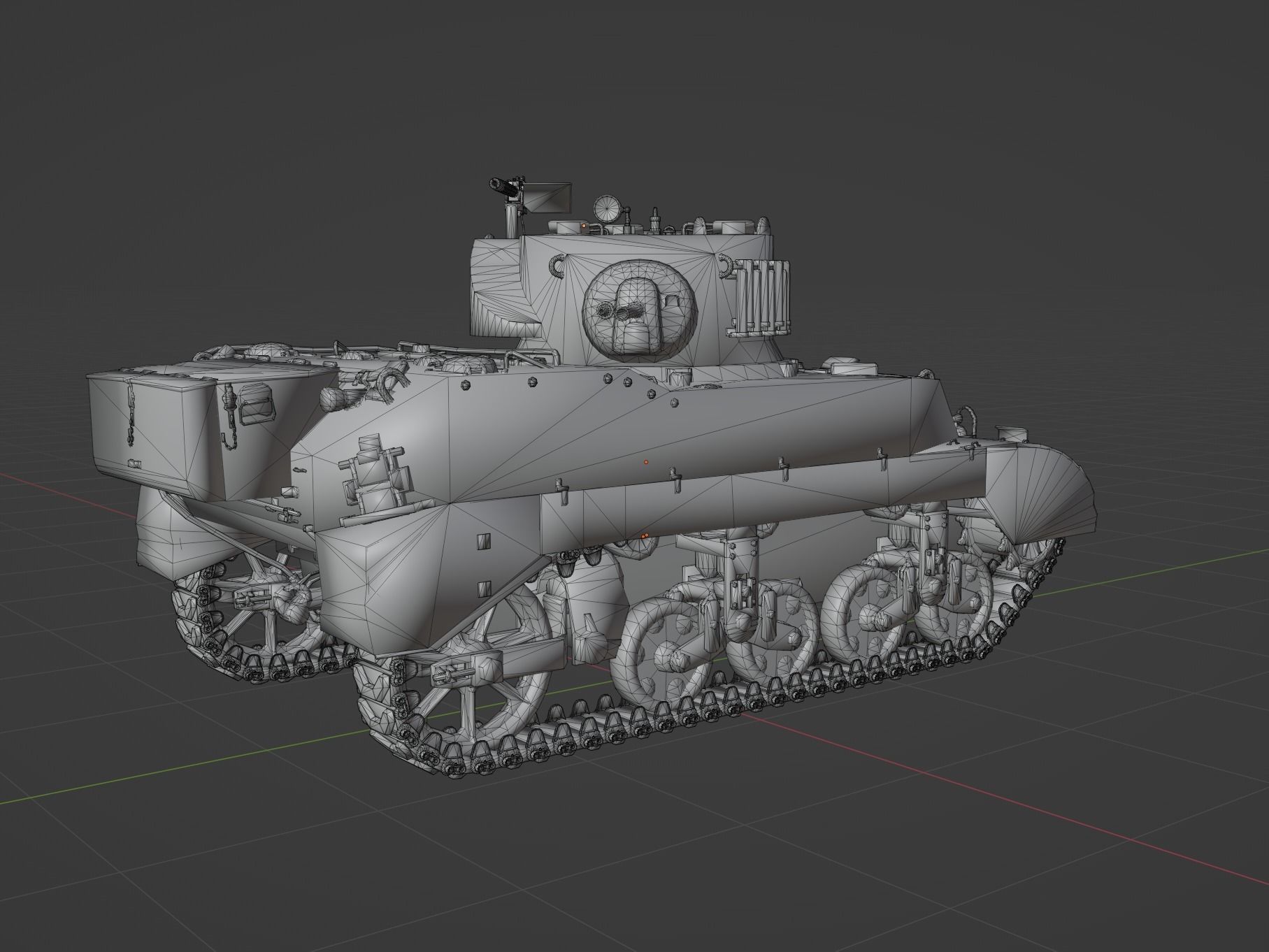 M5A1 Stuart Low-poly 3D model_9