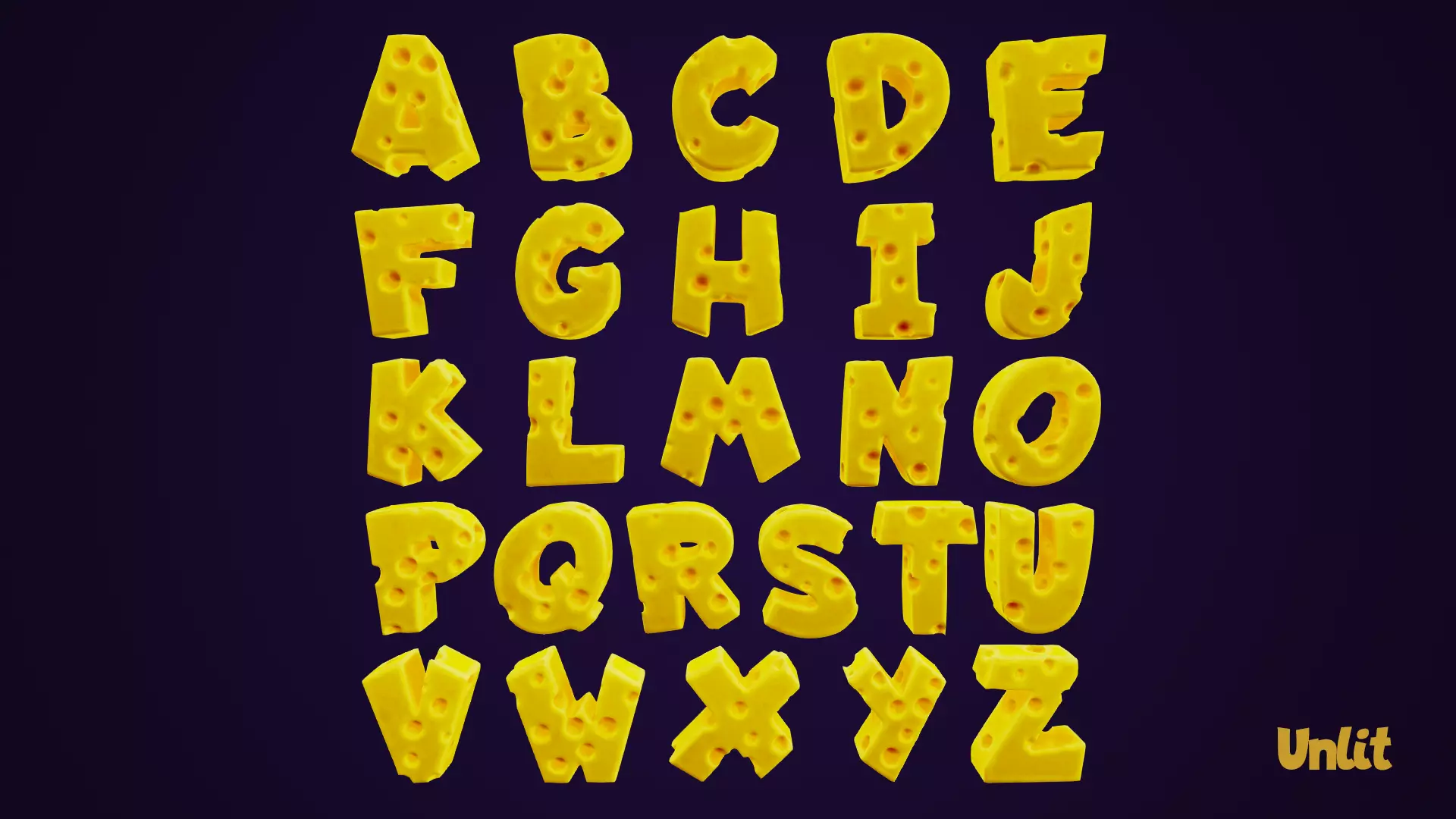 Cheese Alphabet Set 3D Model Collection_0