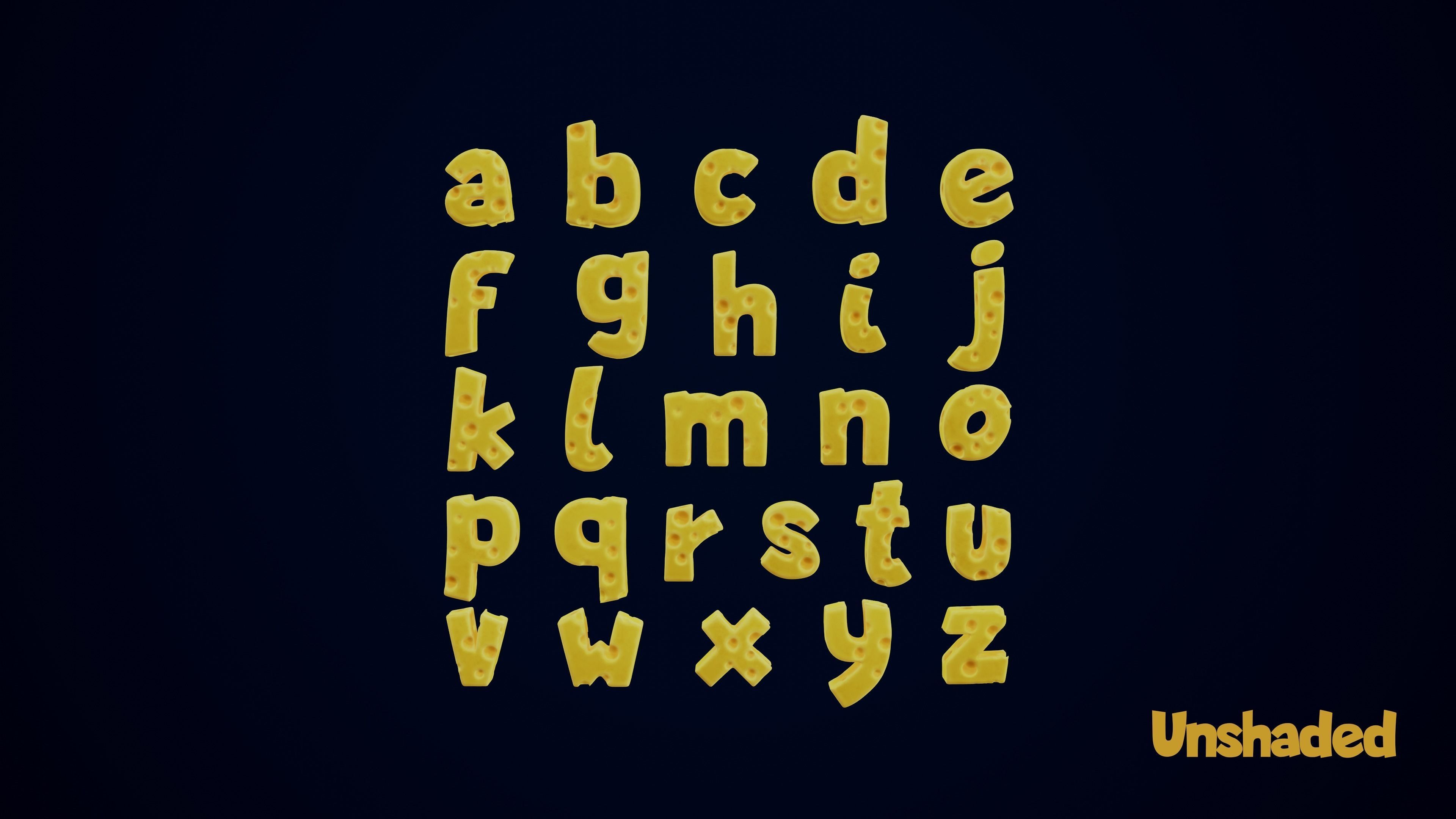 Cheese Alphabet Set 3D Model Collection_7