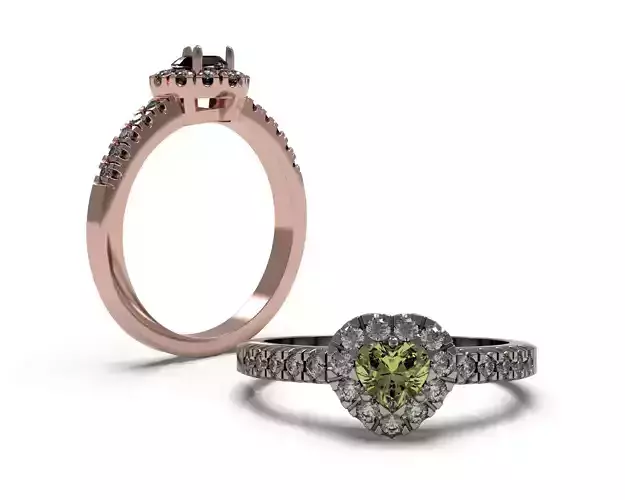 Heart-shaped Halo Engagement Ring