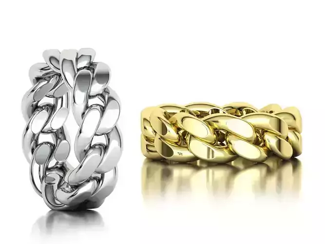 Heavy Cuban Chain Rings 3mm thick 5us 6us 7us 8us sizes 3D print model